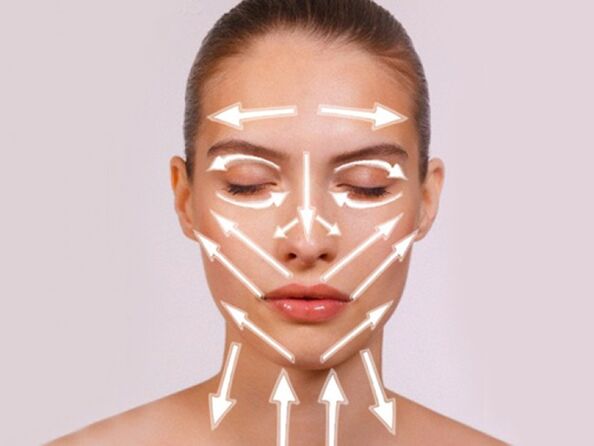 Liñas de masaxe facial para o rexuvenecemento da pel